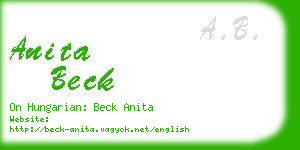 anita beck business card